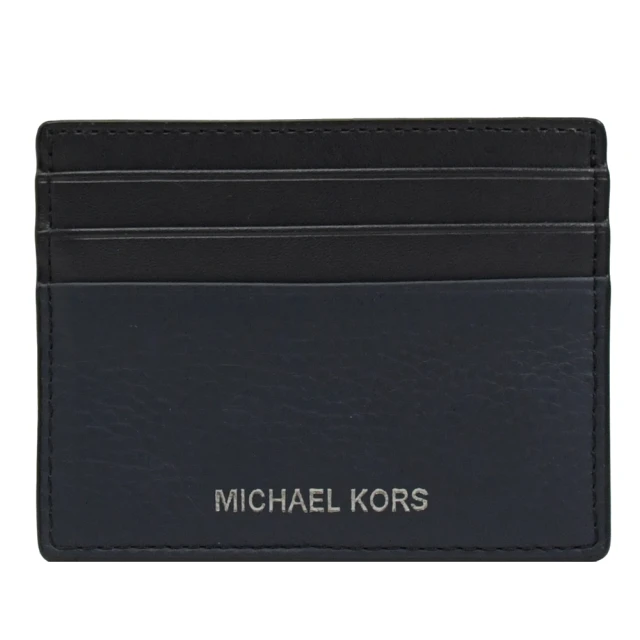 【Michael Kors】經典LOGO撞色拼接信用卡名片夾隨身卡(藍黑)