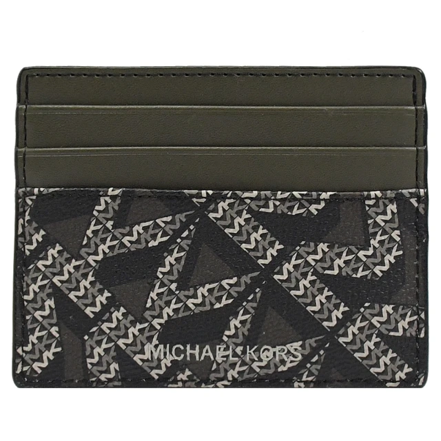 Michael Kors【Michael Kors】經典LOGO撞色拼接信用卡名片夾隨身卡(綠黑)