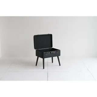 【日本 ICHIBA】ICHIBA 多功能造型收納皮革椅凳-黑色(收納/儲物箱/矮凳/矮椅/邊桌/穿鞋椅)