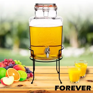【日本FOREVER】夏天必備派對玻璃果汁飲料桶-含桶架(5L)