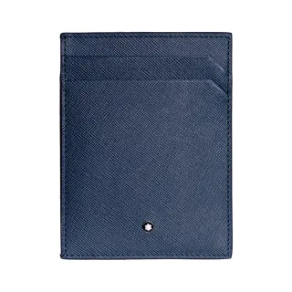 【MONTBLANC 萬寶龍】匠心系列牛皮6卡卡夾附證件袋(藍)