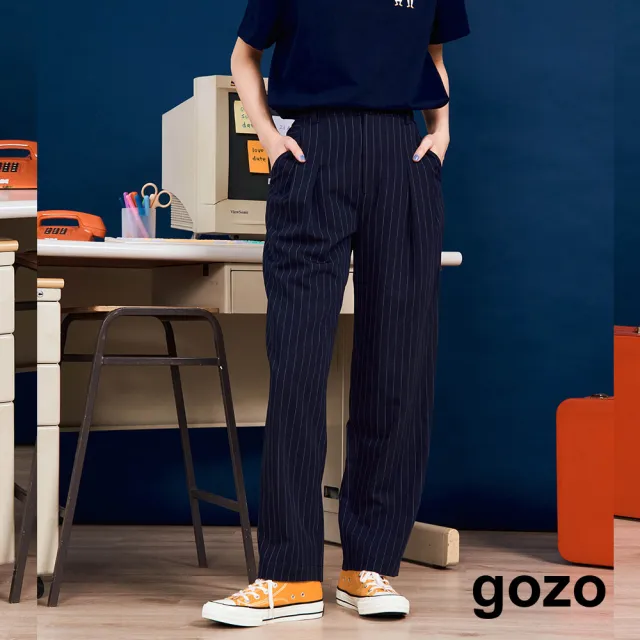 【gozo】俐落顯瘦條紋西裝褲(兩色)