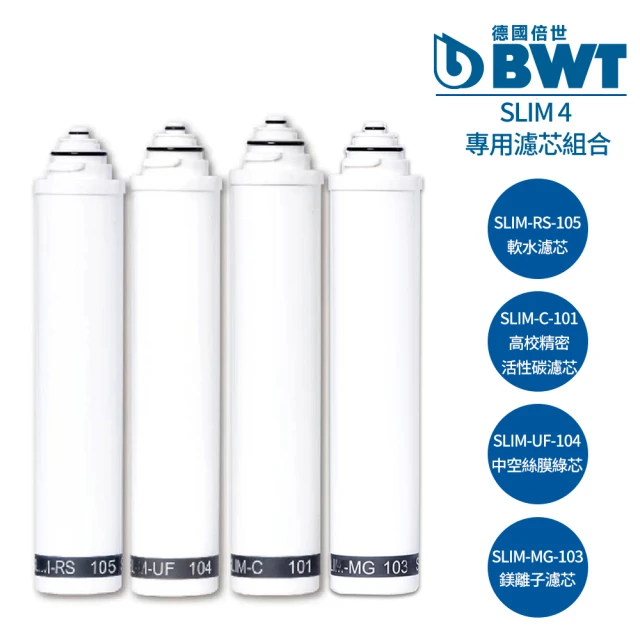 【BWT 德國倍世】SLIM4 淨水一年份專用濾芯(SLIM-RS-105 + SLIM-C-101 + SLIM-MG-103+ SLIM-UF-104)