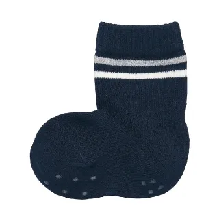 【MUJI 無印良品】幼兒棉混腳跟特殊編織直角襪深藍紋樣11~15cm