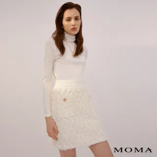 【MOMA】小香風仿花呢針織短裙(白色)