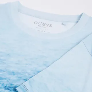 【GUESS】男裝-滿版美式海洋油畫短T-藍(M2RI11K8FQ0P72Q)
