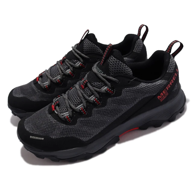 【MERRELL】戶外鞋 Speed Strike GTX 男鞋 防水 透氣 乾爽 彈性支撐 穩定 抓地 灰 紅(ML066855)