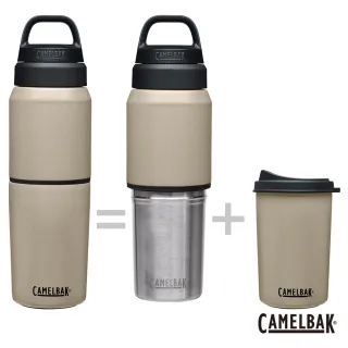 【CAMELBAK】500ml MultiBev二合一不鏽鋼隨行保冰/保溫瓶-淺沙漠(保溫瓶/保溫水壺/咖啡杯/二合一)