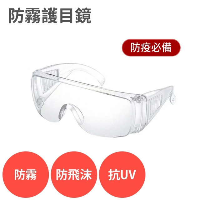 防飛沫 不起霧 防霧護目鏡 五組(透明 防護眼鏡 防風沙 防塵 外出必備)