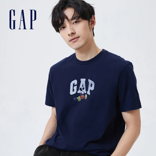 【GAP】男裝 Gap x Disney 迪士尼系列Logo短袖T恤(786927-海軍藍)