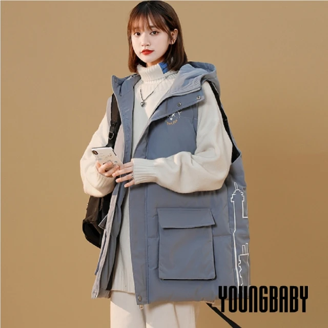 YOUNGBABY【YOUNGBABY】雙大方型口袋城堡印花立領夾棉背心(共2色)