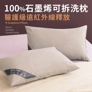 【LooCa】100%石墨烯遠紅外線可拆洗枕 保命枕 醒腦枕(2入-速)