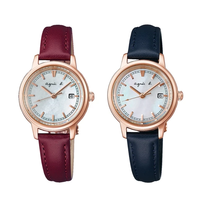 【agnes b.】法式簡約太陽能腕錶27mm(BU9044X1紅/BU9041X1藍)