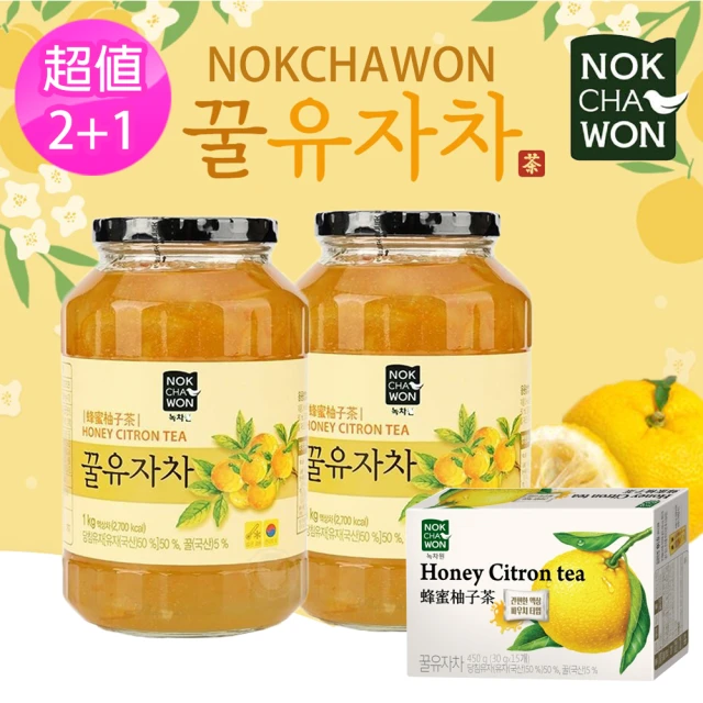 【NOKCHAWON 綠茶園】蜂蜜柚子1kgx2罐+隨身包裝15包x1盒