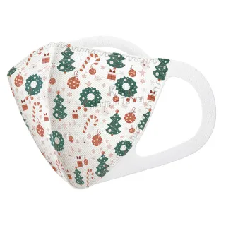 【KNH-康乃馨】立體醫療口罩30片盒裝 未滅菌(3D立體兒童 -聖誕樹款白+綠)