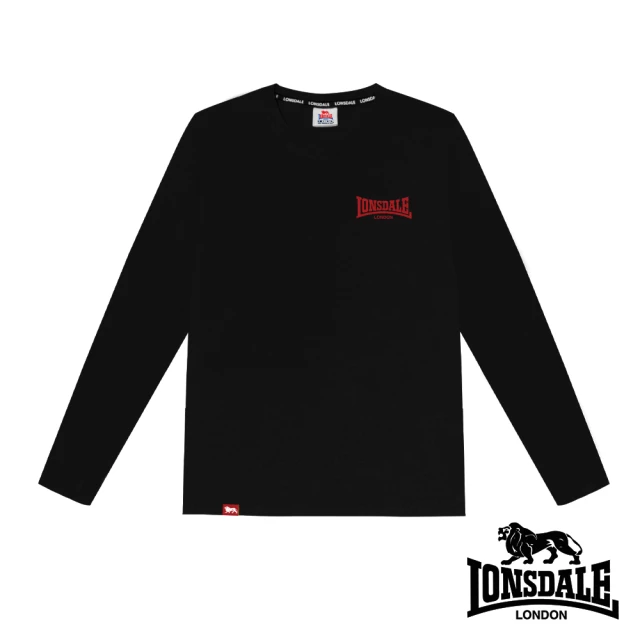 【LONSDALE 英國小獅】素面薄長袖上衣(黑色 LT250018)