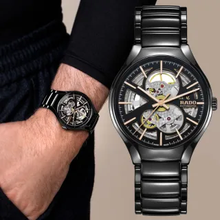 【Rado 雷達表】True真我系列 陶瓷全鏤空機械腕錶-黑40mm(R27100162)