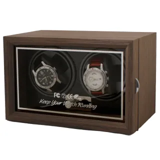 【Winders365】黑胡桃木紋立式自動上鍊機/機械錶動力儲存裝置/自動上鍊盒(2只腕錶轉台)