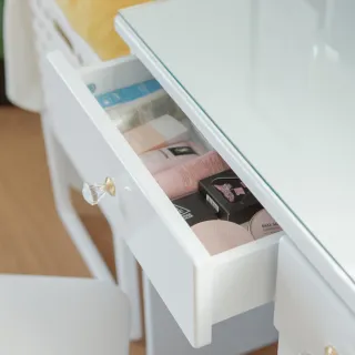 【完美主義】日系大鏡面多格收納化妝桌椅組/梳妝台(二色可選)