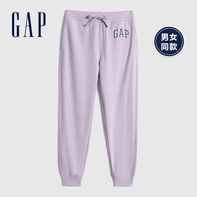 GAP【GAP】男裝 碳素軟磨系列法式圈織 Logo柔軟休閒褲(778851-淺紫色)