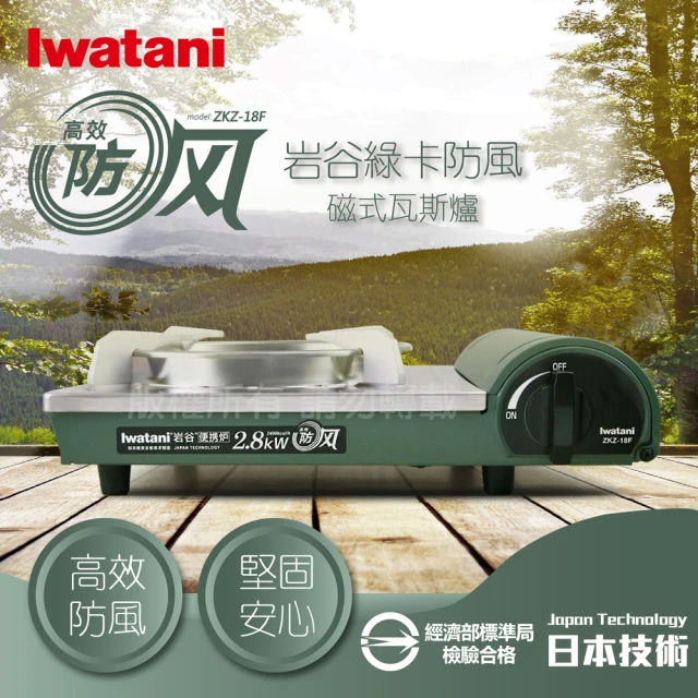 【Iwatani 岩谷】綠卡高效防風型磁式卡式瓦斯爐-2.8kW(ZKZ-18F)