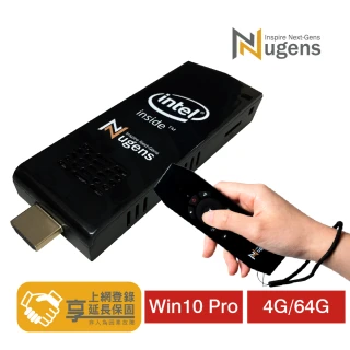 【Nugens 捷視科技】Nugens HDMI迷你電腦棒+無線語音簡報鍵鼠(4G/64G)