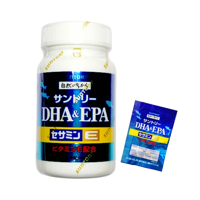 【Suntory 三得利】魚油DHA&EPA+芝麻明E x 1瓶 + 10包(120顆+40顆)