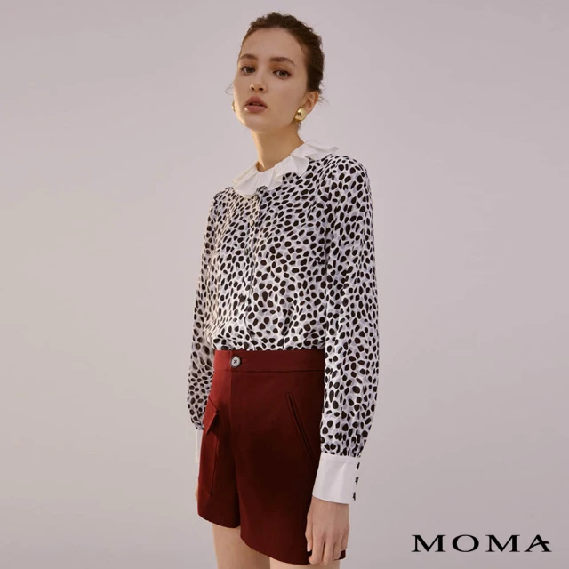 MOMA【MOMA】幾何點點褶飾領片上衣(黑色)