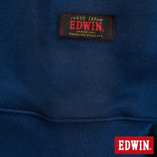 【EDWIN】毛線繡大E LOGO厚長袖T恤-男款(丈青色)