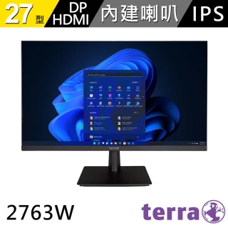 【terra 沃特曼】2763W 27型IPS LED廣視角無框抗藍光螢幕(3年保固/內建喇叭/零閃屏、抗藍光)