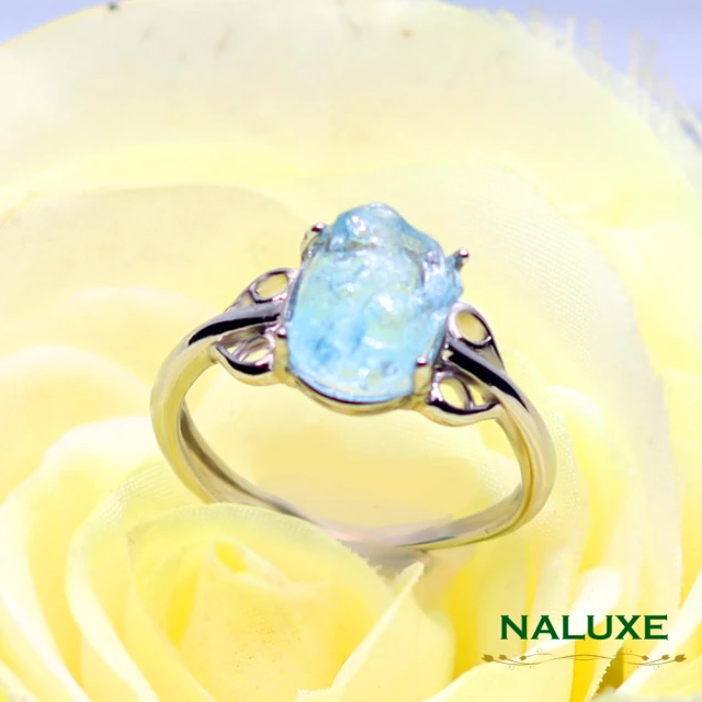 Naluxe【Naluxe】天然寶石海水藍寶石原礦造型戒指(３月誕生石勇氣之石安定情緒、撫慰心靈)