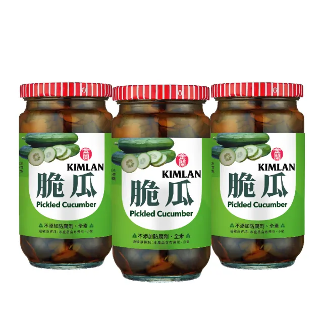 金蘭食品 脆瓜396g X3入 全素 花瓜 罐頭 露營 雞湯 Momo購物網