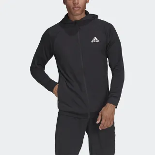 【adidas 愛迪達】外套 男 運動 風衣外套 連帽外套 修身 亞規 M TRAIN FZ 黑 HA6366