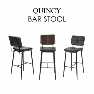 【E-home】Quincy昆希工業風方格吧檯椅-坐高74cm-兩色可選(高腳椅 網美 工業風)
