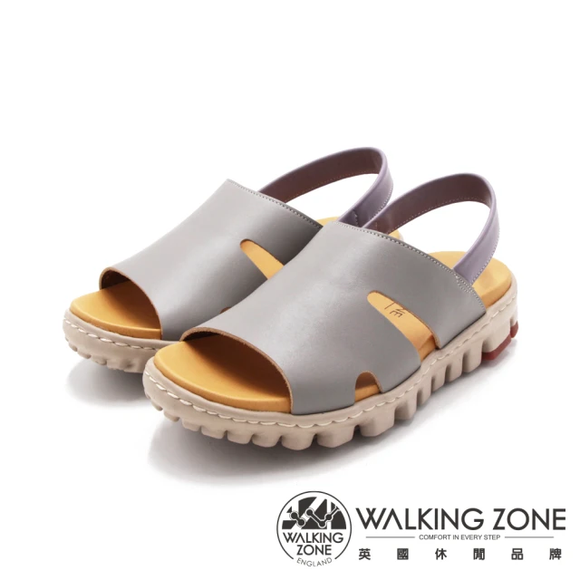【WALKING ZONE】女 拼接撞色涼鞋 女鞋(灰紫)