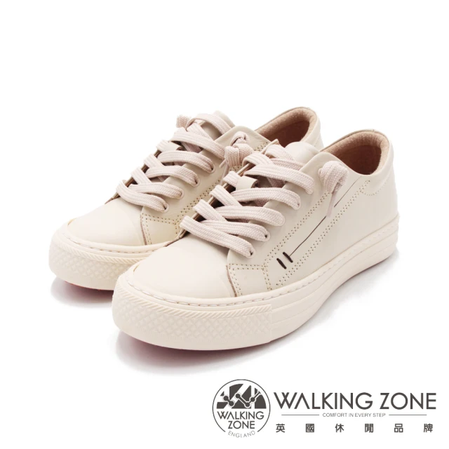 【WALKING ZONE】女 簡約舒適透氣休閒鞋 女鞋(米)