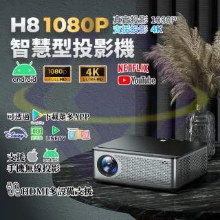 【禾統】H8智慧型投影機(FHD 1080P 400ANSI 內建APP HDMI 露營 會議 手遊 PS5 Switch)