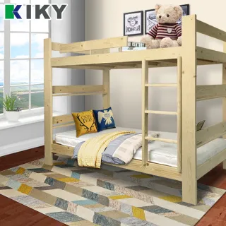 【KIKY】米露白松雙層床架3件組 外宿租屋推薦款(雙層床+床墊X2)