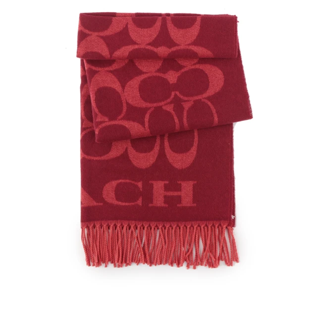【COACH】大CC LOGO羊毛圍巾(紅色)