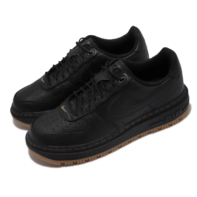 【NIKE 耐吉】休閒鞋 Air Force 1 Luxe 運動 男鞋 經典款 雙層logo 皮革 質感 球鞋穿搭 黑(DB4109-001)