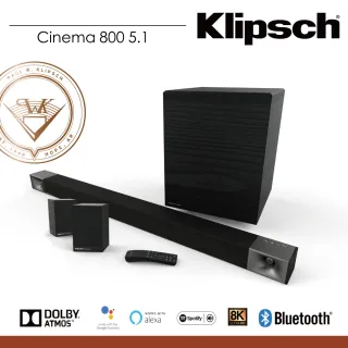 【Klipsch】Cinema 800 SoundBar+Surround 3-5.1聲道劇院組(SoundBar、5.1聲道、Cinema 800)