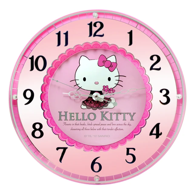 【SANRIO 三麗鷗】HELLO KITTY蕾絲奢華水鑽靜音掛鐘(JM-W6244KT)