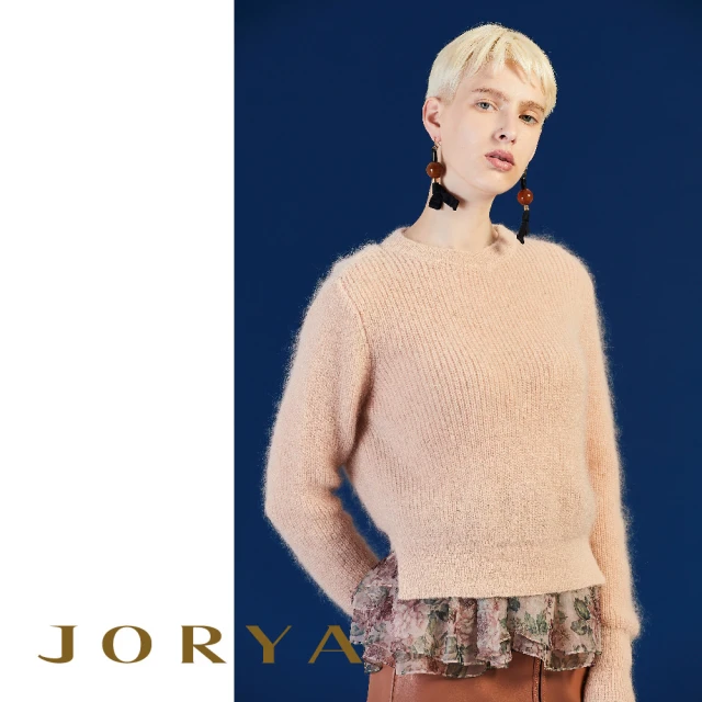 【JORYA】K1600604法式玫瑰桑蠶絲羊毛針織上衣