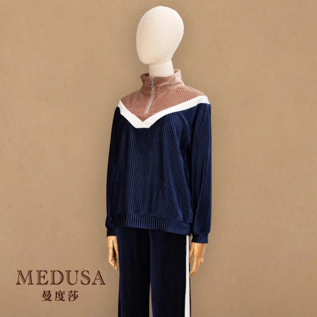 【MEDUSA 曼度莎】光澤感壓紋運動套裝上衣（M-XL）｜韓風運動套裝 休閒舒適穿搭(701-1080A)