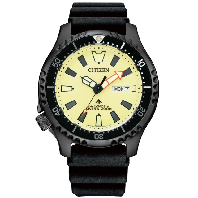 【CITIZEN 星辰】鋼鐵河豚深海艦隊限量機械潛水腕錶-黃x黑/44mm(NY0138-14X)