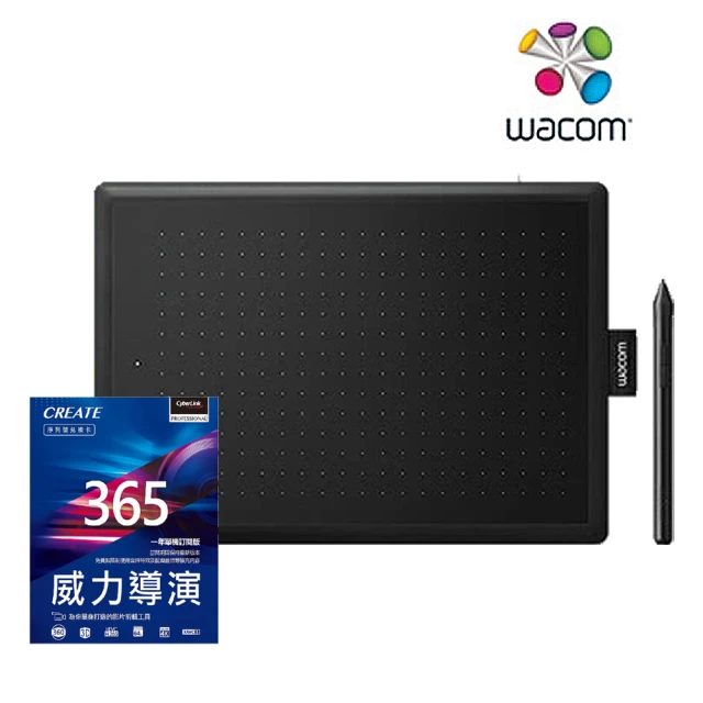 【Wacom】One by Wacom Medium 繪圖板 教育版(CTL-672)+【Cyberlink】威力導演365序號卡 一年單機訂閱版(Bu