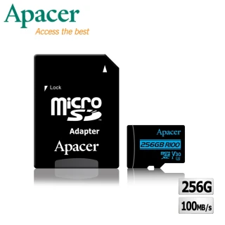 【Apacer 宇瞻】256GB MicroSDXC R100/W80MB UHS-I U3(V30 4K記憶卡-速達)
