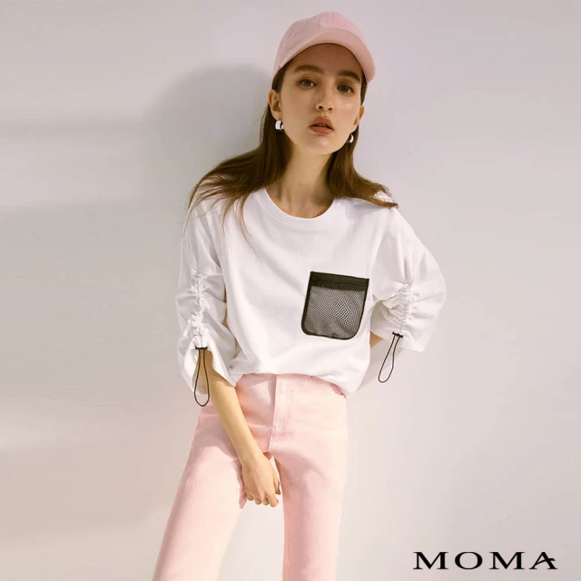 【MOMA】撞色網面口袋落肩T恤(兩色)