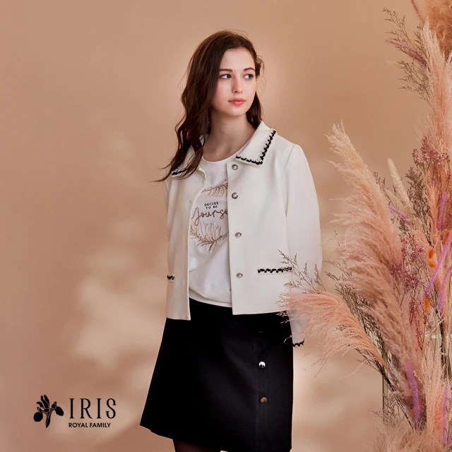 IRIS 艾莉詩【IRIS 艾莉詩】造型領蕾絲邊條襯衫外套-2色(16520)