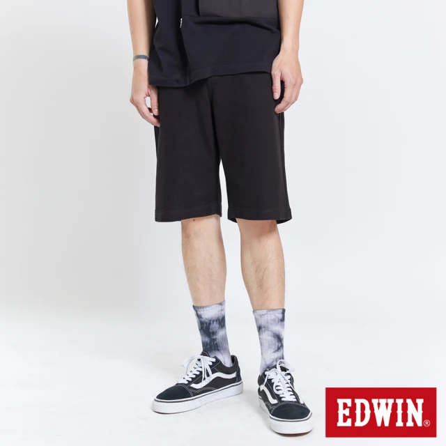 【EDWIN】JERSEYS迦績EJ3透氣寬鬆牛仔短褲-男款(黑色)